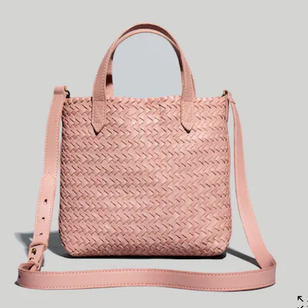 Madewell Blush Pink Woven Leather Crossbody Bag